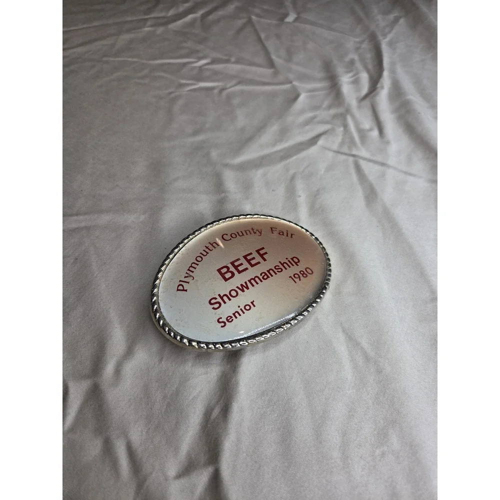County Fair BEEF Showmanship Award Belt Buckle - Oval Vintage